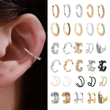 Korean Crystal Clip Earrings For Women Zircon Earing Without Hole Jewelry Fake Earrings Single Ear Bone Clip Earings Ear Cuffs