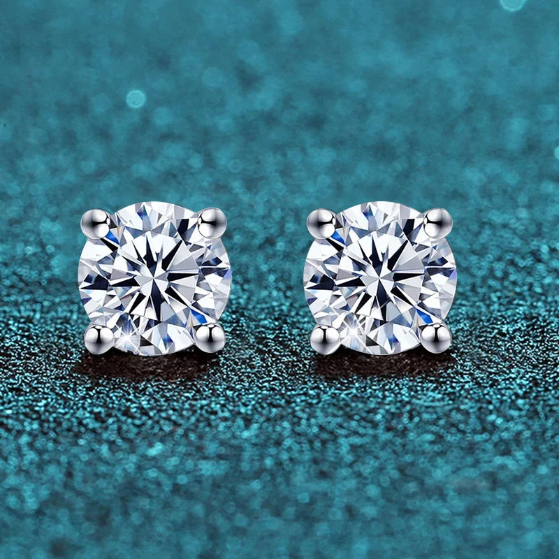 Real 0.1-2CT Test Passed Moissanite Diamond Studs Earrings for Women S925 Silver Platinum Plated Bride Wedding GRA Fine Jewelry