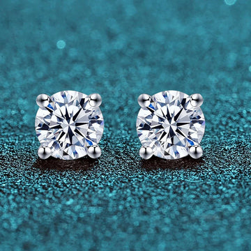 Real 0.1-2CT Test Passed Moissanite Diamond Studs Earrings for Women S925 Silver Platinum Plated Bride Wedding GRA Fine Jewelry