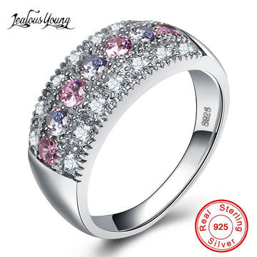 Pink Crystal Engagement Ring With Silver Color AAA CZ Stone Rings for Women Zircon Party Jewelry Gift anillos mujer