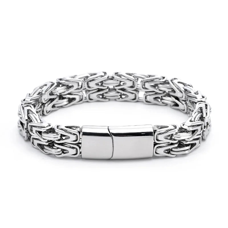 New Smooth 316L Stainless Steel Byzantine Chain Bracelet for Men Women Solid Metal Punk Kpop Gift