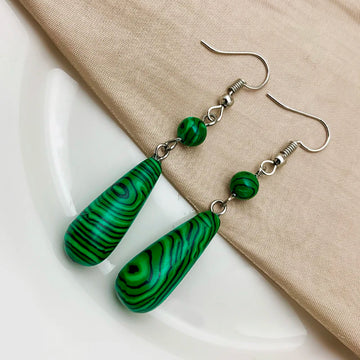 Korean Natural Stone Drop Earrings For Women Handmade Malachite Tigereye Statement Earrings Party Gifts DIY Jewelry Wholesale