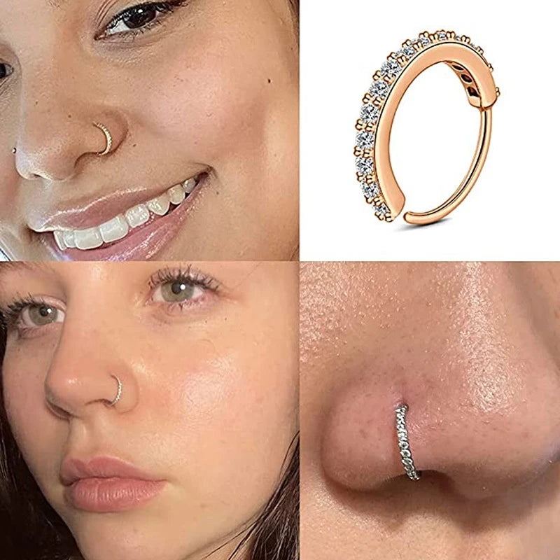 1pc 20G Round Zircon Septum Ring Hoop Cartilage Tragus Helix Small Piercing Nose Ring Earring For Women Body Jewelry Accessories