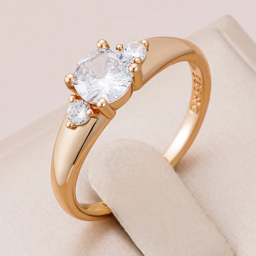 Kinel New 585 Rose Gold Bride Wedding Ring Fashion Natural Zircon Crystal Rings for Women Engagement Luxury Jewelry