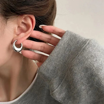 925 Sterling Silver Hot Sale Korean Geometric Hoop Earrings Simple Temperament Exquisite Hot Semale Sexy Jewelry Gift