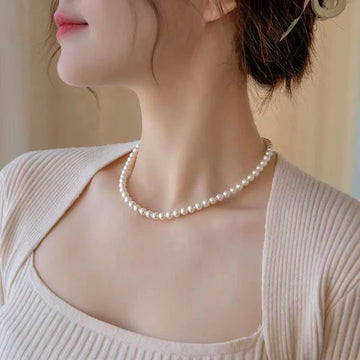 New Vintage Elegant Jewelry Simple White Pearl Chain Choker Necklace for Women Wedding Party 2024 Fashion Jewelry Gifts