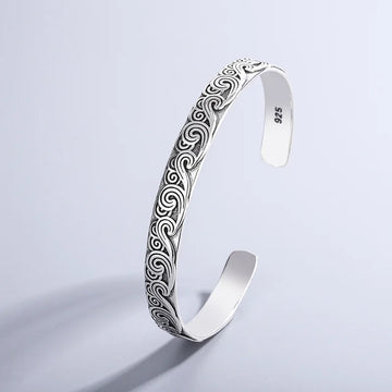 New Arrival Retro Wave Bracelets 925 Sterling Silver Jewelry Fashion Spray Personality Sweet Cloud Opening Bangles TYB116