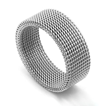 2023 Fashion New Mens Modern Stainless Steel Mesh Band Ring 4mm 8mm Wide For Men Women Retro Jewelry Gift Wholesale