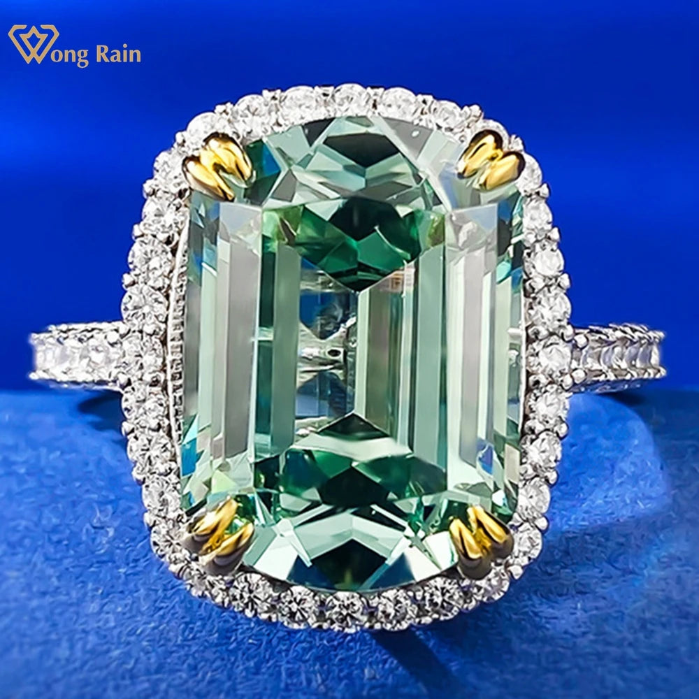 Wong Rain Vintage 925 Sterling Silver 10*14 MM Emerald Cut Tourmaline Gemstone Fine Jewelry Women Ring Wedding Engagement Gifts