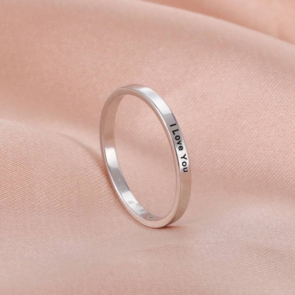 Sipuris Engraved Personalized Name Rings Stainless Steel Custom Simple Ring Anniversary Gold Color Jewelry Gift Couple Ring