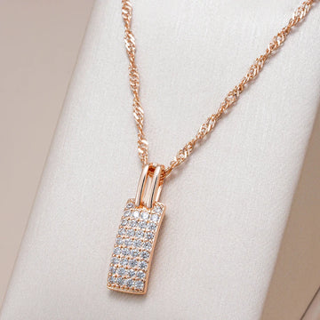 Kinel Luxury 585 Rose Gold Color Pendant Necklace for Women Full Natural Zircon Accessories Pendant Bride Daily Fine Jewelry