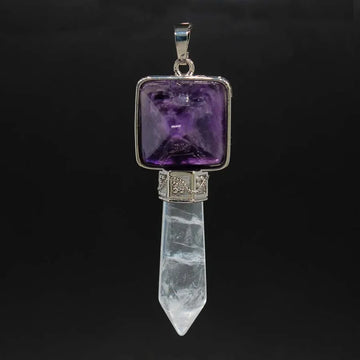 Rock Crystal Hexagon Prism Stone Pendant For Necklace DIY Natural Healing Amethyst Quartz Lapis Lazuli Pendant Jewelry No Chain