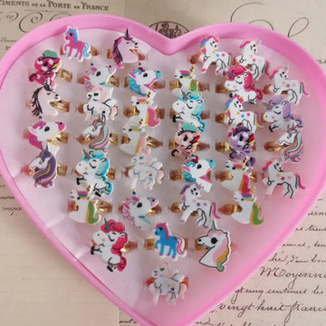 10pcs/Lot Children Cute Unicorn Horse Rings Mix Style Adjustable Finger Rings Kid Baby Girl Ring Jewelry Gift Wholesale