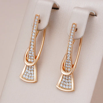 Kinel Innovative Design Natural Zircon Drop Earrings for Women 585 Rose Gold Color Romantic Gift Fashion Daily Fine Jewelry