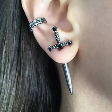 Kinitial Sword Earrings Gothic Removable Sword Ear Jacket Dagger Earrings Dagger Earrings Front Back Earring