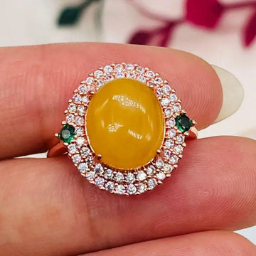 Natural Amber Ring Women Healing Gemstone Fine Jewelry Genuine Baltic Amber Rings Anillos Mujer For Girlfriend Mom Gifts