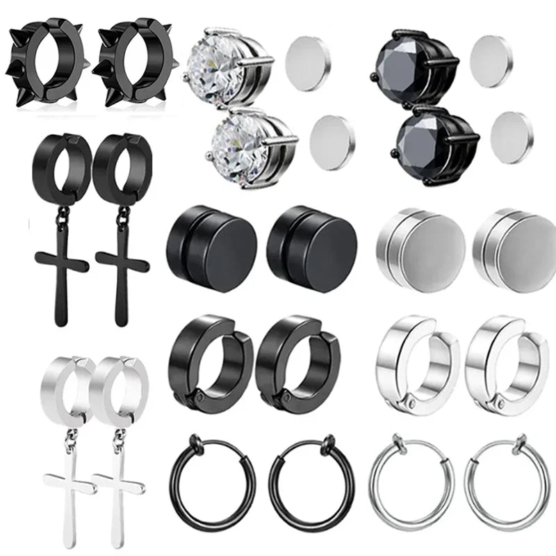 Non-pierced Earrings Non-hole Classic Fake Hoop Earring Punk Without Piercing Hip-hop Black Ear Bone Buckle Ear Clips Jewelry