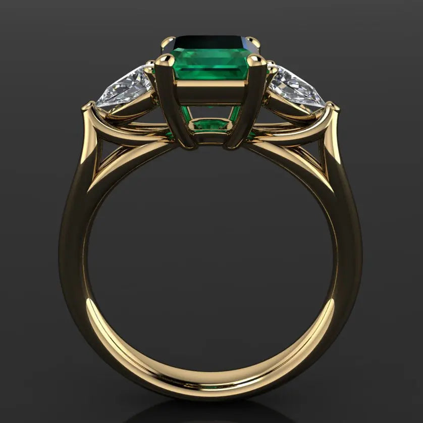 14k Gold Jewelry Green Emerald Ring for Women Bague Diamant Bizuteria Anillos De Pure Emerald Gemstone 14k Gold Ring for Females