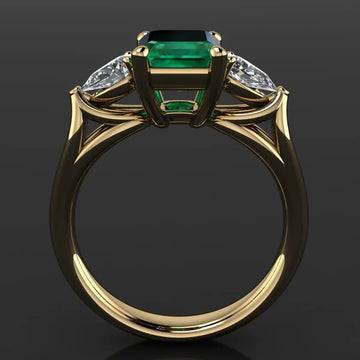 14k Gold Jewelry Green Emerald Ring for Women Bague Diamant Bizuteria Anillos De Pure Emerald Gemstone 14k Gold Ring for Females