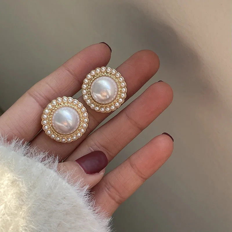 Fashion Bohemian Big Pearl Stud Earring Mascot Ornaments For Women Valentine's Accessories Gift Wholesale E0245