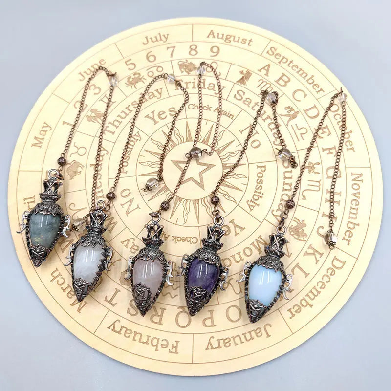 Healing Natural Stone Crystal Pendulums for Divination Black Obsidian Pendant Quartz Pendulum Dowsing Spiritual  Pendulos X202